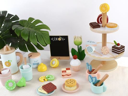 A Whimsical Adventure with the Wooden Toy Tea Cake Set!