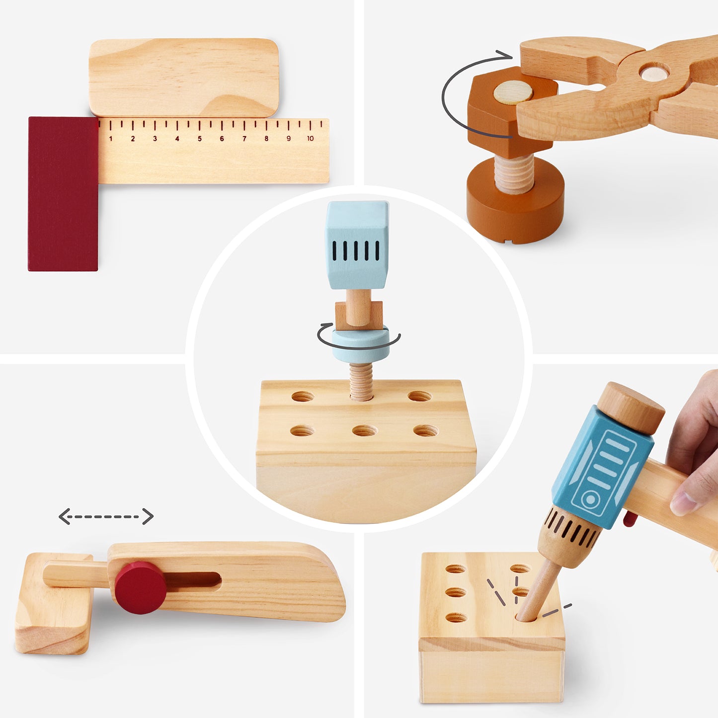 Wooden Toy Tool Box with Dril